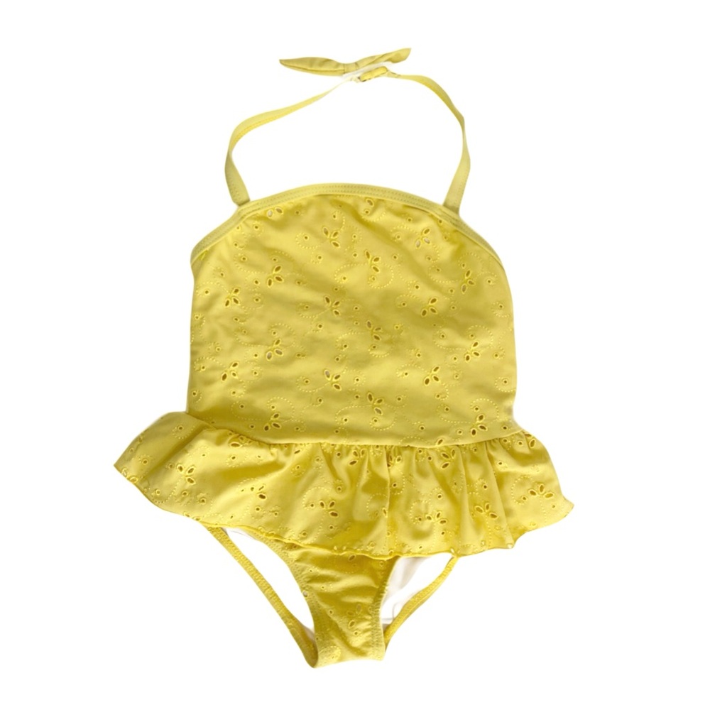 kate Spade ♠️ Swim Eyelet Bathing Suit Yellow Peplum One Piece Size 24 months